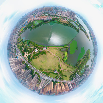 武汉夏日城市航拍迷人风光