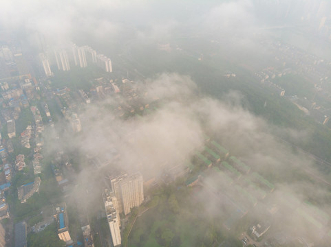 武汉夏日城市航拍迷人风光