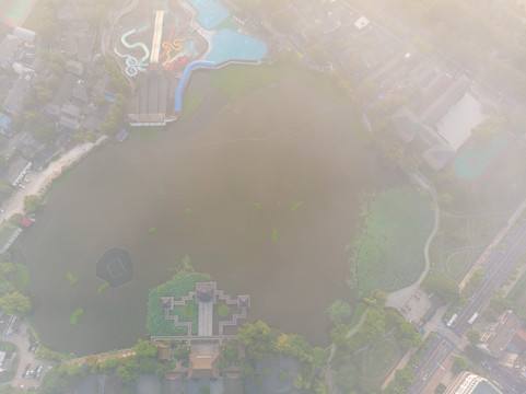 武汉夏日城市航拍迷人风光