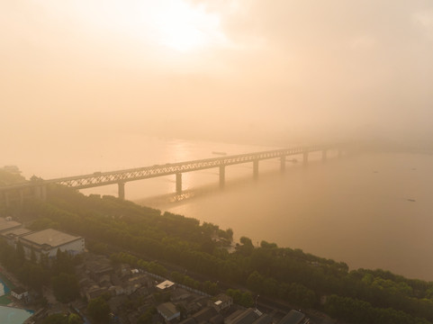 武汉夏日城市航拍迷人风光