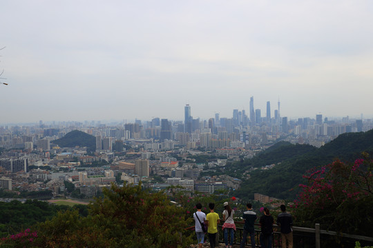 广州白云山俯视广州市