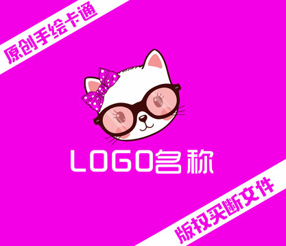 时尚卡通小猫头像logo