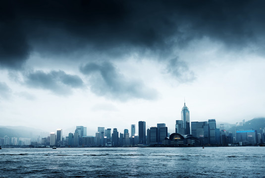 香港维多利亚港风暴到来