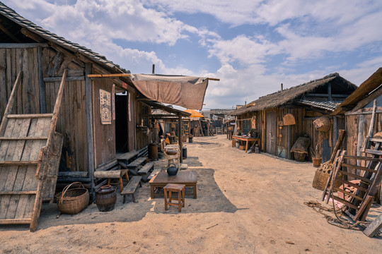 民国农村集市街景