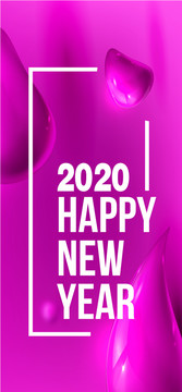 2020创意新年快乐新年吊旗