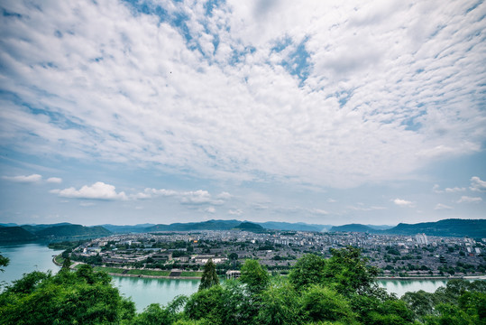 四川阆中古城全景风光