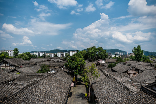 四川阆中古城全景风光