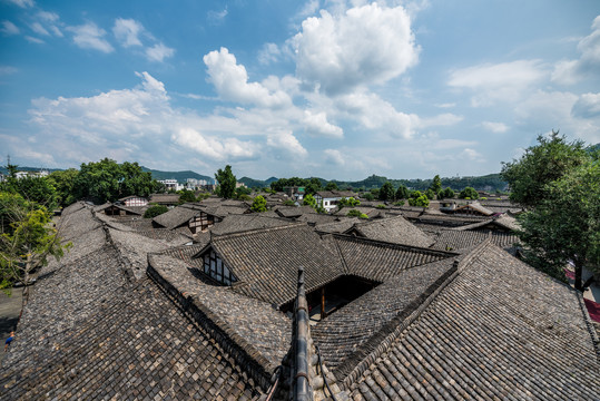 四川阆中古城全景风光