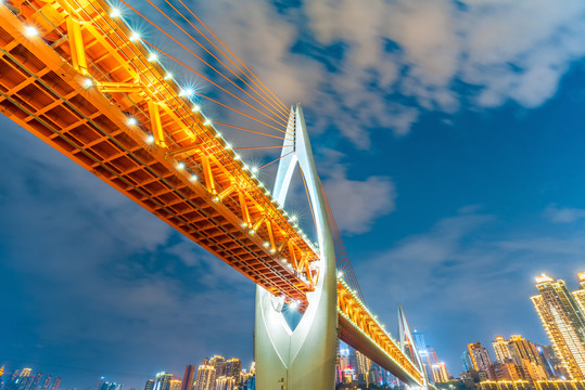 重庆建筑东水门长江大桥夜景