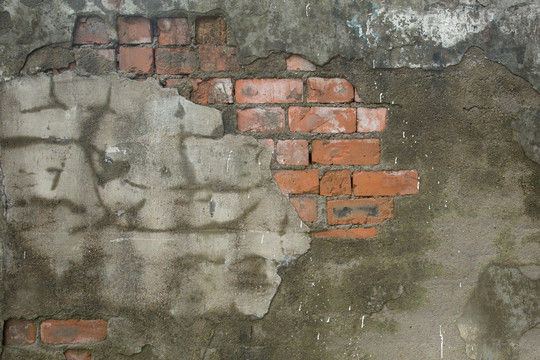 墙皮脱落的水泥墙