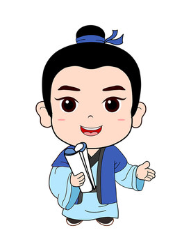 卡通秀才矢量插图