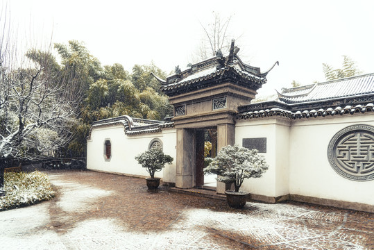中国园林雪景