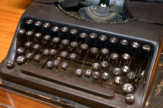 古董英文打字机特写