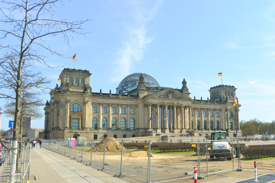 欧洲德国柏林市的帝国国会大厦