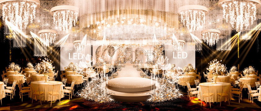 香槟金白色欧式舞台效果图设计