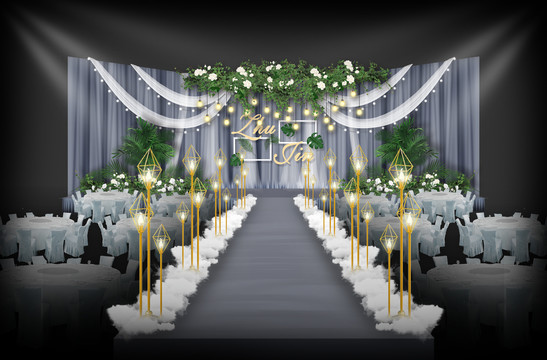 灰色系婚礼仪式区