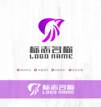 M字母标志吉祥鸟LOGO