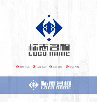 XX字母标志飞鱼吉祥LOGO