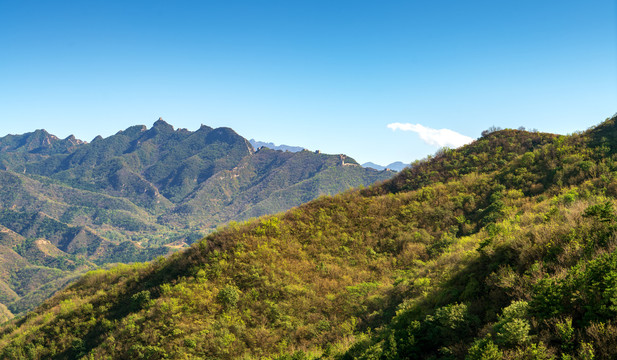 远处隐约可见北京金山岭长城