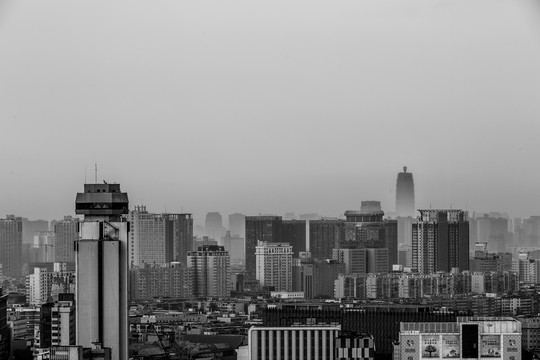 城市建筑黑白风光摄影图