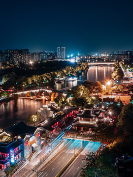 杭州京杭大运河拱宸桥夜景