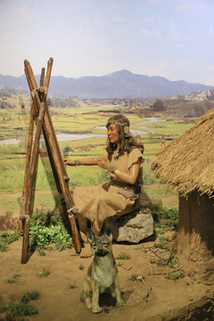 氏族部落原始人纺织