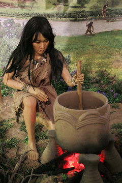 氏族部落原始人做饭
