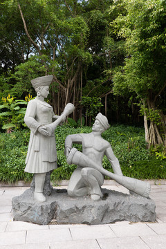 瑶族少数民族人物雕塑