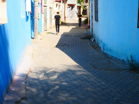 新疆伊犁汉人街彩色风情巷子