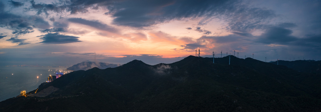 南澳岛风车山日落全景