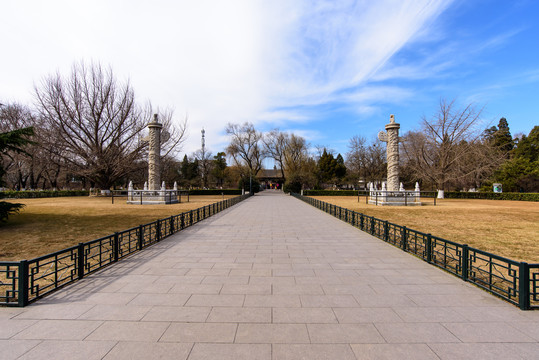 北京大学西校门华表蓝天白云