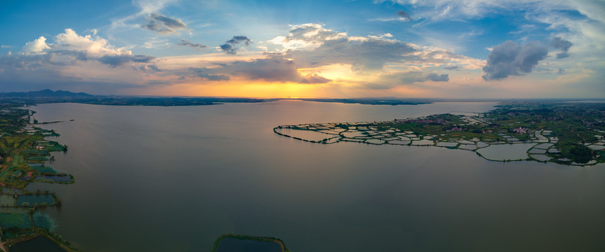 湖北大冶保安湖湿地公园夏季风光