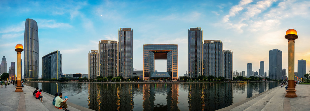 天津海河风光海河夜景宽幅大图