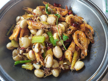 干锅墨鱼仔虾
