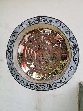龙凤雕塑圆形窗花
