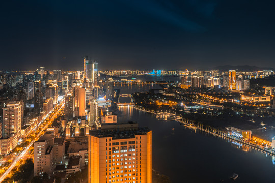 福建厦门筼筜湖白鹭洲公园夜景