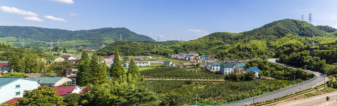 中国浙江宁波慈城毛力村全景