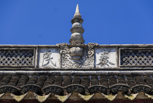 宁波慈城城隍庙硬山顶正脊图案
