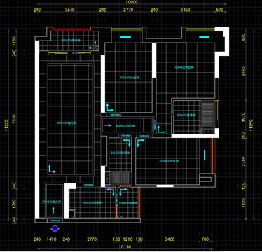 CAD报建装修地面铺砖图平面图