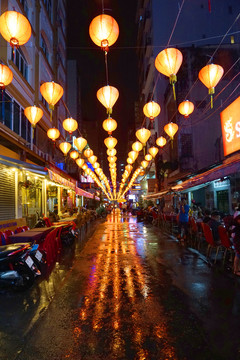 越南西贡的范五老街夜景