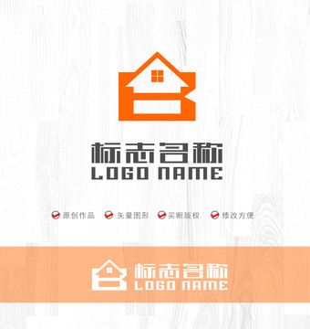 B字母标志房子LOGO