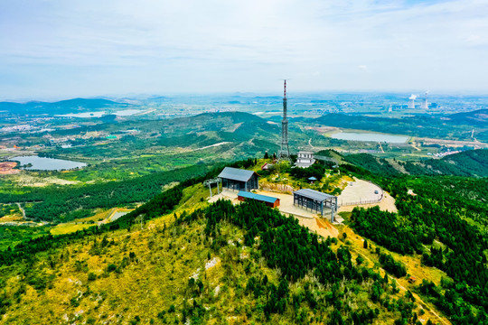 航拍徐州贾汪区大洞山电视塔