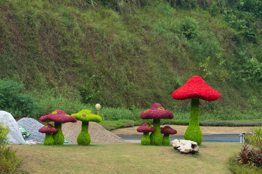 蘑菇花坛雕塑造型