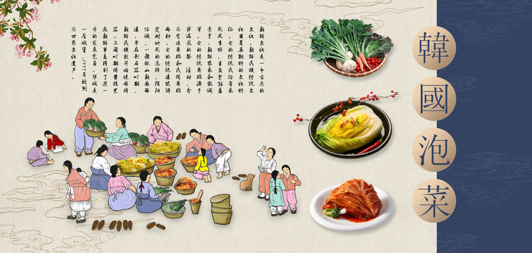 韩式美食壁画韩国泡菜朝鲜打糕