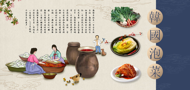 韩式美食壁画韩国泡菜朝鲜打糕