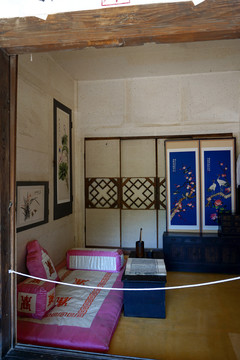 韩国传统韩屋起居室室内内景