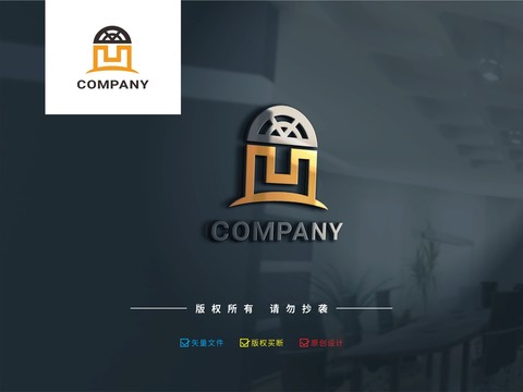 M字母凹凸门窗LOGO