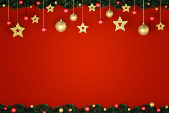 圣诞节海报背景红色喜庆圣诞装饰