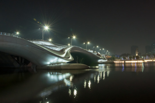 北京城市副中心桥梁夜景