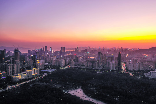 深圳中心区夜景航拍